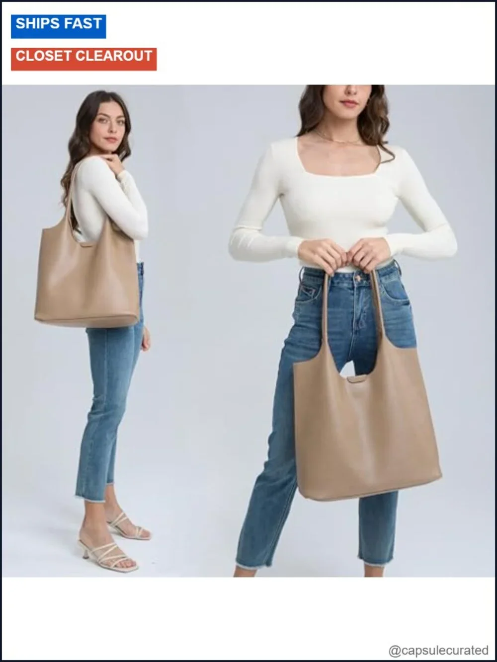 Faux Leather Hobo Tote Bag for Women